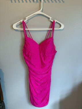 Dancing Queen Hot Pink Strappy Homecoming Dress